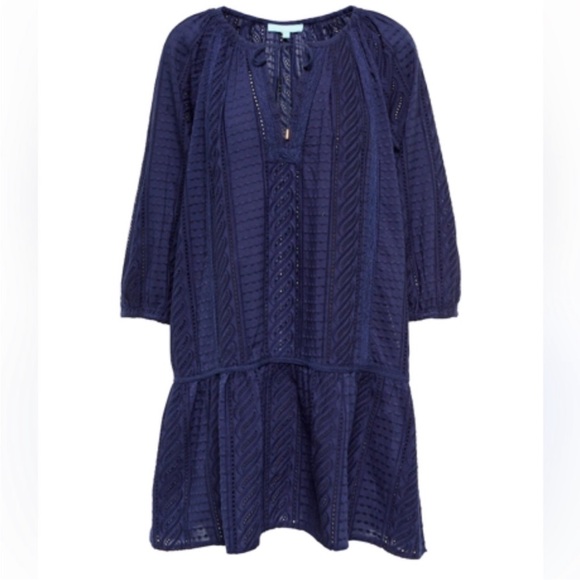 Melissa Odabash Other - Melissa Odabash Ashley Embroidered Mini Dress Swim Coverup in Navy SZ M NWT